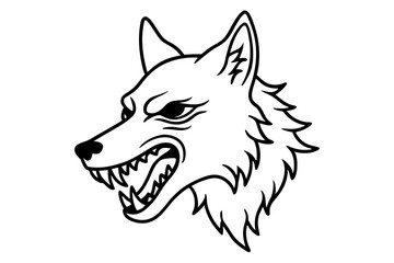 Zombie Wolf Head Horror Style Line Art