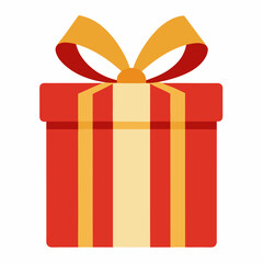 Festive Red Gift Box With Golden Ribbon And Bow For Holiday Celebration