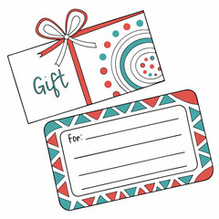 Festive Gift Card Template With Ribbon And Customizable Tag Vector Illustration