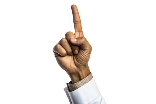 Hand gesture signaling a point of emphasis, clear communication