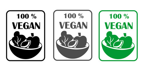 Vegan icon set. Bio, Ecology, Organic logos and icon, label, tag. Green leaf icon on white background.