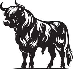 Fototapeta premium bull clipart silhouette vector, bull illustration , bull silhouette vector isolated on white background