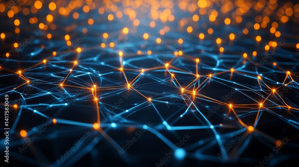 Poster dynamic light connections abstract visualization digital art virtual space close-up network concept
