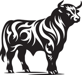 Fototapeta premium bull clipart silhouette vector, bull illustration , bull silhouette vector isolated on white background