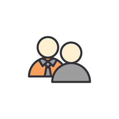 Work interview colored icons, minimalist vector illustration ,simple transparent graphic element .Isolated on white background