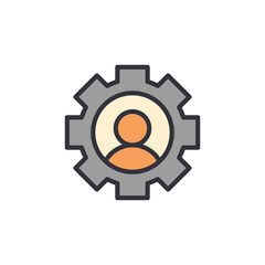 Human management colored icons, minimalist vector illustration ,simple transparent graphic element .Isolated on white background