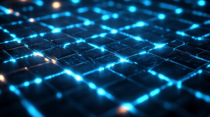 Obraz premium Futuristic technology dynamic digital grid in virtual abstract art