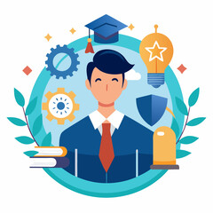 Innovative Student Conceptual Illustration Of Education Knowledge Ideas And Academic Success