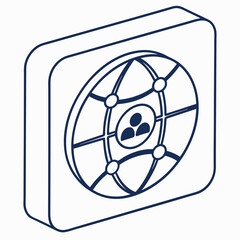 Isometric Global Network Icon Representing Connection And Communication On White Background