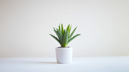 Aloe vera plant in white pot minimalist home decor indoor plants succulent houseplant gardening interior design
