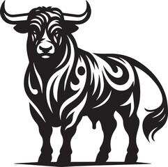 Fototapeta premium bull clipart silhouette vector, bull illustration , bull silhouette vector isolated on white background