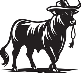 bull clipart silhouette vector, bull illustration , bull silhouette vector isolated on white background