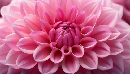 Fresh pink dahlia flower photographed at close range with emphasis on petal layers Macro photography