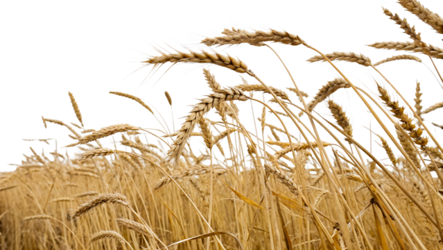 Golden wheat field swaying in the breeze under a cloudy sky