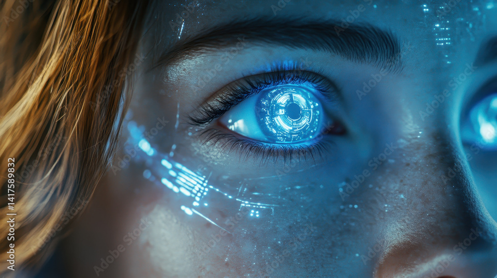 Poster close-up view of an empathetic ai exhibiting warmth and emotional intelligence in a human-robot inte