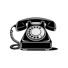black and white clipart illustration of a vintage telephone 