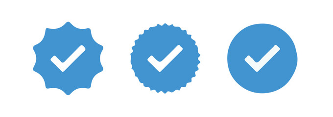 Verified badge profile set. Social media account verification icons . Guaranteed signs. vector illustration eps 10.