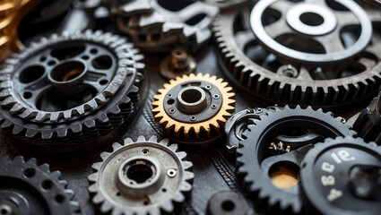 Intricate details of a mechanical gear in close-up