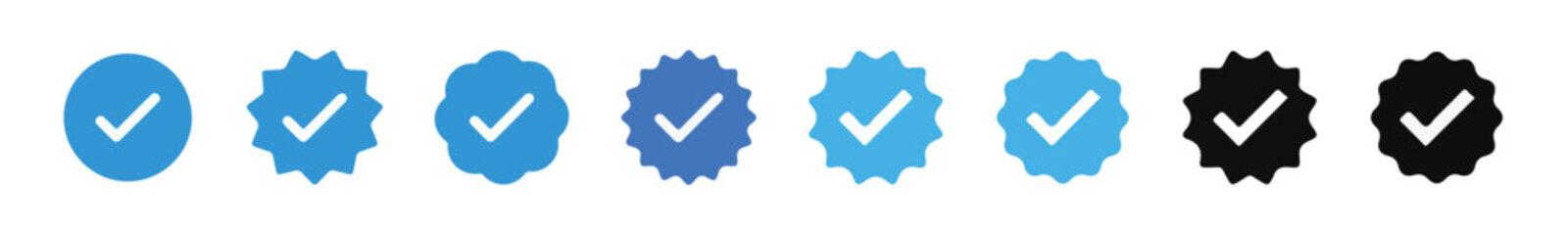 Verified badge profile set. Social media account verification icons . Guaranteed signs. vector illustration eps 10.