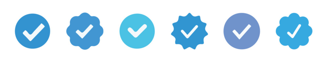 Verified badge profile set. Social media account verification icons . Guaranteed signs. vector illustration eps 10.