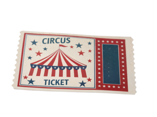Vintage circus ticket design with stars and stripes pattern
