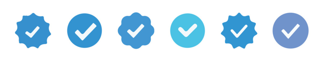 Verified badge icon tick symbol Vector blue verification badge approved check mark icon. vector illustration eps 10.