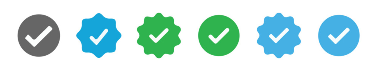 Verified badge icon tick symbol Vector blue verification badge approved check mark icon. vector illustration eps 10.