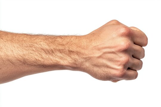 Close-Up of a Clenched Fist on a White Background