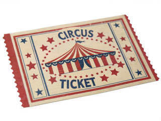 Vintage circus ticket with decorative designs for admission