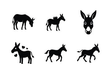 Fototapeta premium Donkey Silhouette vector illustration, Donkey Silhouette Bundle