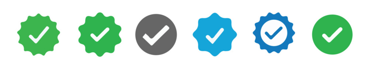 Verified badge icon tick symbol Vector blue verification badge approved check mark icon. vector illustration eps 10.
