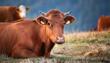 Beautiful brown cow is looking at me