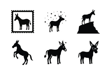 Obraz premium Donkey Silhouette vector illustration, Donkey Silhouette Bundle