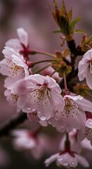 Delicate Dew-Kissed Cherry Blossoms: A Romantic Springtime Bloom