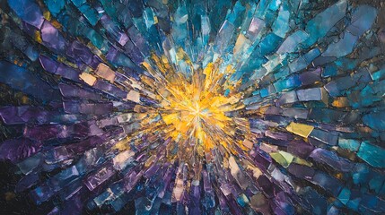 Dynamic Blue and Orange Glass Shards Exploding for Abstract Art Design