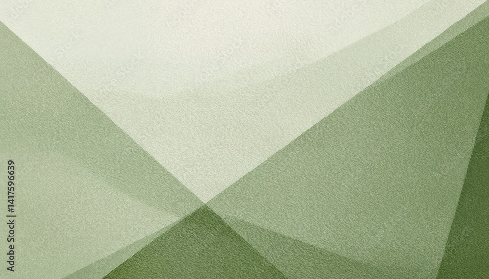 Poster minimalist green abstract geometric background with overlapping translucent triangles for eco branding, modern design, presentation, or packaging layout

