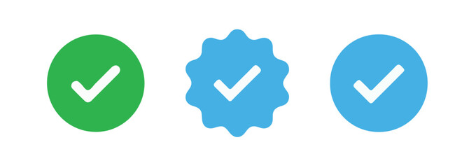 Verified badge icon tick symbol Vector blue verification badge approved check mark icon. vector illustration eps 10.