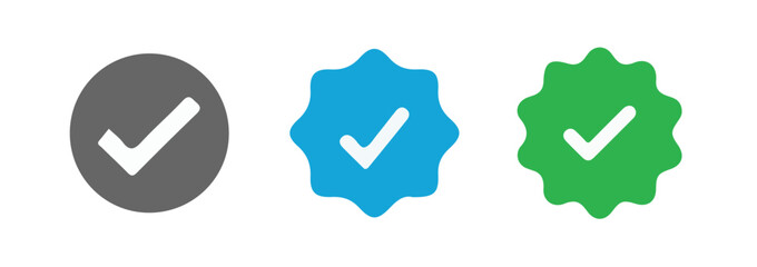 Verified badge icon tick symbol Vector blue verification badge approved check mark icon. vector illustration eps 10.