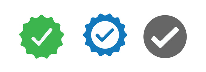 Verified badge icon tick symbol Vector blue verification badge approved check mark icon. vector illustration eps 10.