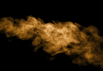 glitter gold dust sand isolated black background. storm particles of dirt flying, fine sand cloud, abstract. texture of wind, smoke powder in the desert, effect to blow a wave of brown dust to blow