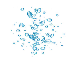 blue water bubble liquid abstract isolated white background. Concept of designing oxygen air...