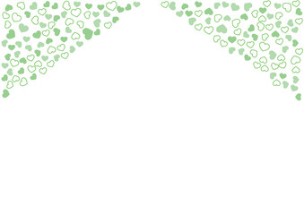 ハート柄の背景 緑系の3色 フチと単色 ハート