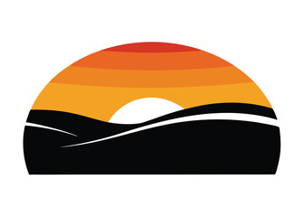 Sunset Sky Gradient Black and White Silhouette Illustration, Black and White Sunset Gradient Sky Silhouette Illustration