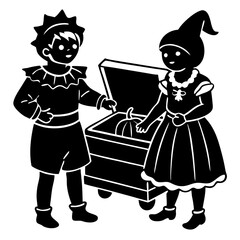 boy and girl in black and white