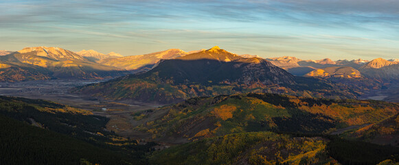 First light on the mountains above Crested Buttte Colorado.  