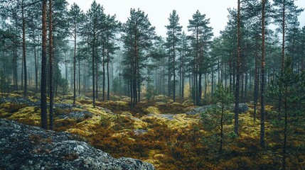 Obraz premium Misty forest landscape