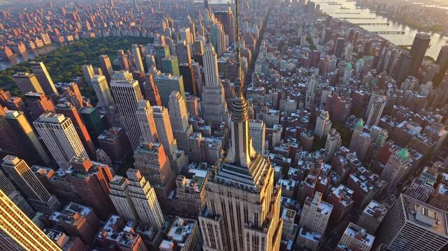 New York city skyline drone shoot footage
