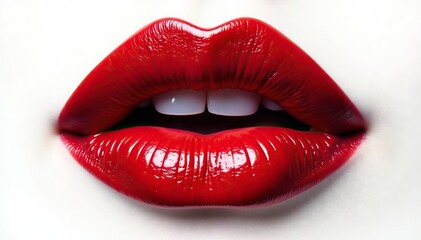 Obraz premium Intense crimson lips against stark white backdrop , visual, focus
