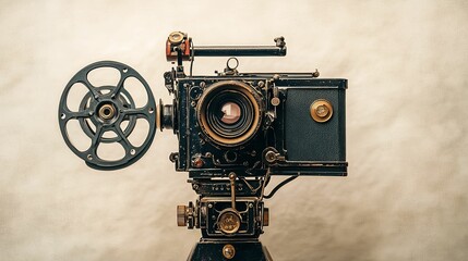 Vintage film camera, a historical cinema tool.