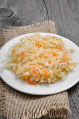 Sauerkraut on white plate
